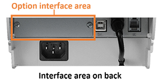 Interface area on back (when USB is selected)