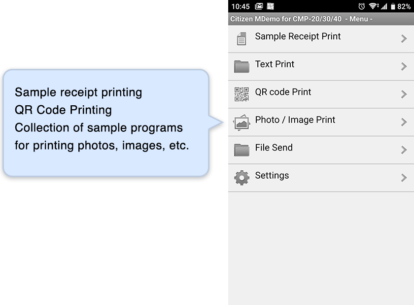 Sample receipt printing, QR Code Printing, Collection of sample programs for printing photos, images, etc.
