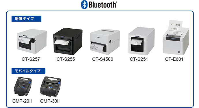 Bluetooth／据置タイプ：CT-S257、CT-S255、CT-S4500、CT-S251、CT-E601　モバイルタイプ：CMP-20II、CMP-30II